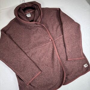 The‎ North Face Womens Crescent Wrap Fleece Snap Front Hooded Jacket Brown Sz L